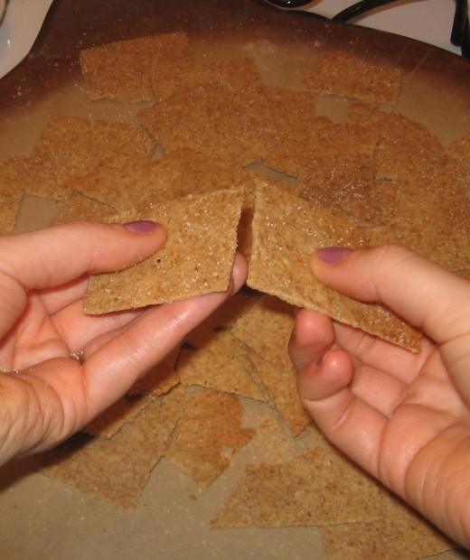 If you scored your dough, the crackers should easily break apart!
