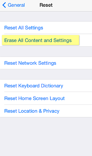Erase all content and settings on iPhone and restore from iCloud backup