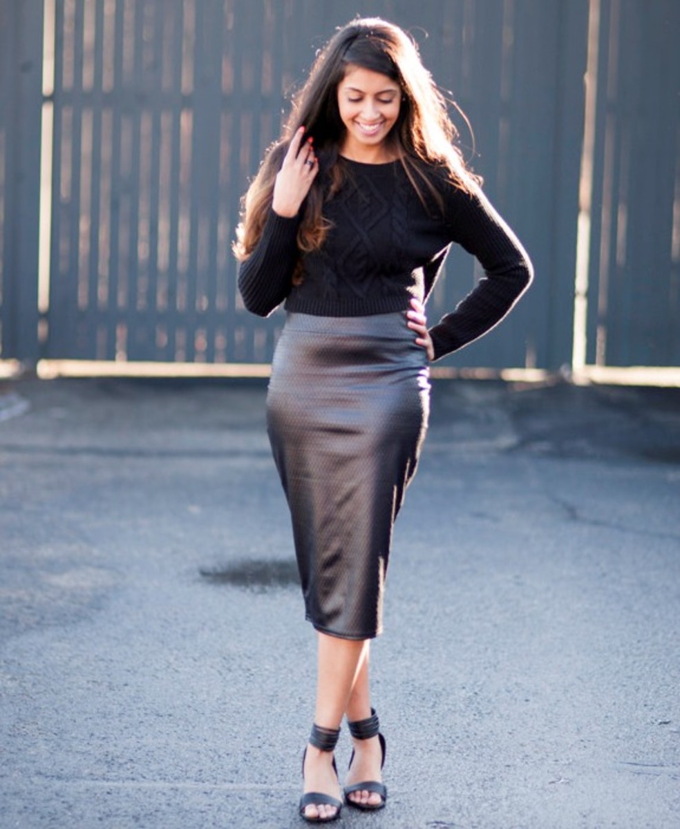 style tips on what to wear with a leather skirt  bellatory