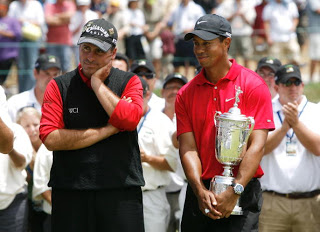 I almost got this one major... Tiger got his 14th on one leg. Whatever. This is BS. Now it's done and the PGA will release a doping policy while he's rehabbing. After that we'll see how tough he can be.