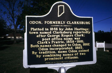 The sign you see as you enter Odon.
