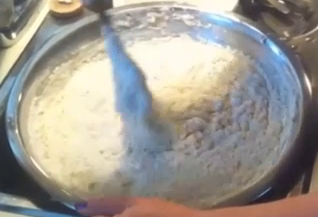 Add only five cups of flour at first and then stir the flour into the mixture.