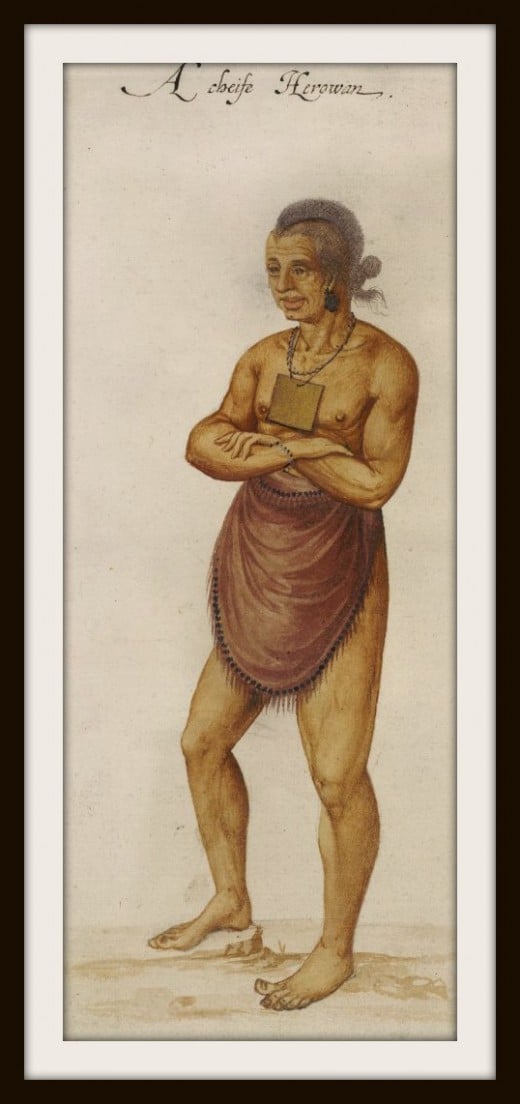 Portrait of an Indian Chief by the Governor of the Cittie of Raleigh, John White