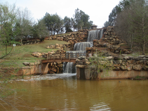 A restored falls area along highway I-44 in North Texas. 