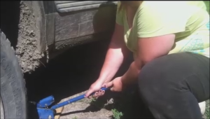 If the tire is very low jacking up the vehicle will help the little pump work more efficiently.