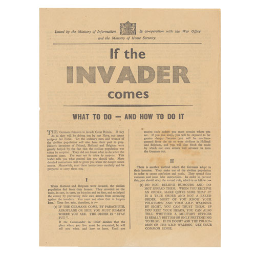 The leaflet preparing civilians for coping with an invasion.