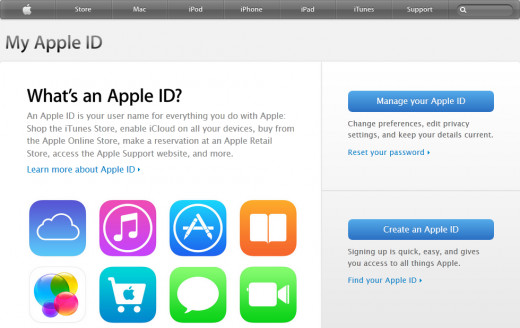 Apple ID settings page