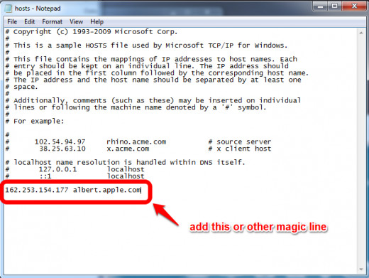 Place a magic line in the hosts file save. Remember to open and save with Administrator rights.