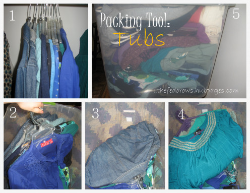 Tubs are perfect for packing clothes!  You'll be amazed at how much you can fit and you can even keep the hangers on which makes unpacking them a breeze. 