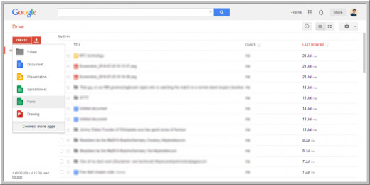 Screenshot of my Google drive