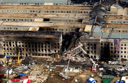 The Pentagon during rescue operations after the terrorist attack.