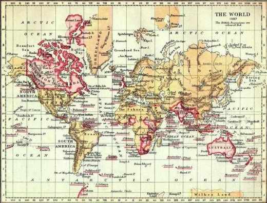 British Empire shown in red