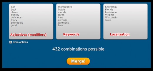 Mergewords tool input fields