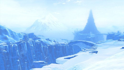 (1 of 2) Hoth, the Ice planet. A large spire visible in the distance. 