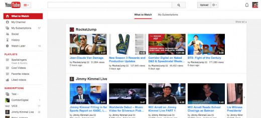 YouTube's design as of 2014