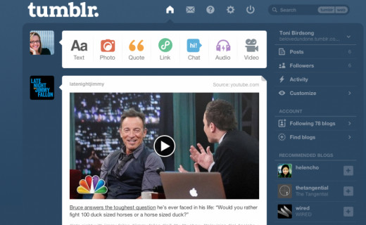 Tumblr's Dashboard design, as of 2014