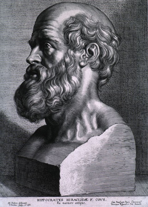 Engraving of Hippocrates by Peter Paul Rubens.
