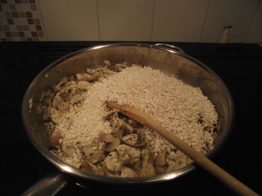add rice and stir through