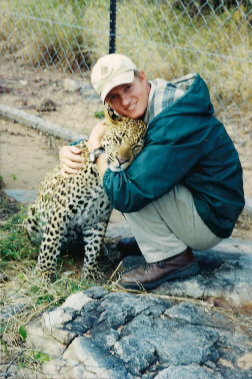 This was a very special leopard that I hand raised, called Mathimba. He was about 14 months old here.