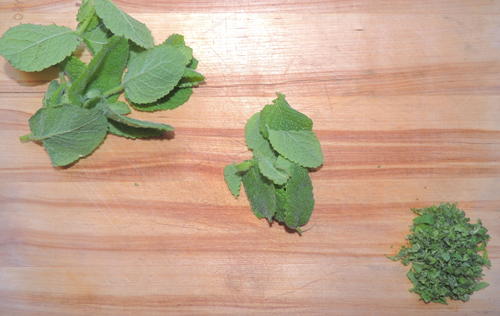 mint diced--left to right