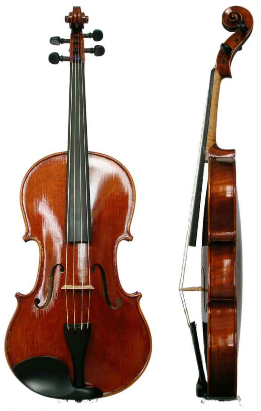 A violin, front and side views