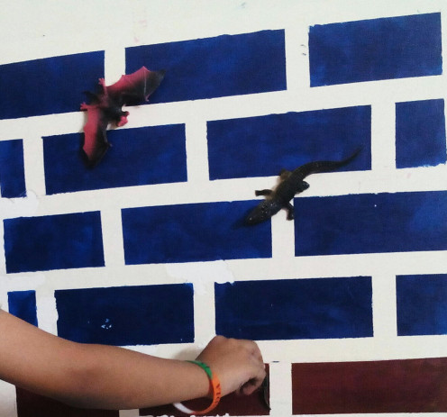 This wall surface is not smooth and 7 year old kid has done this,