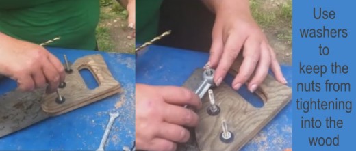 Tighten the bolts only until the bolt heads and the washers under the nuts begin to press into the wood of the handle. Over tightening will only severely compress the wood damaging the handle sections.