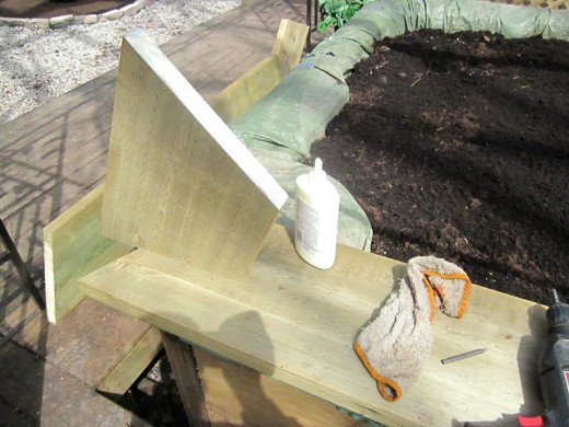 Hot tub planter: gluing the top frame together. Photo by timorous