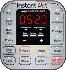The control panel of the Instant Pot