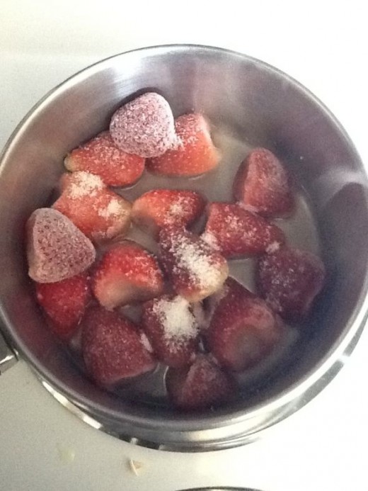 Starting to heat the strawberries.