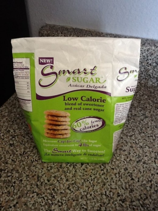 In case you want to try the Smart Sugar, here's what the packaging looks like. I find it works well to sweeten cold foods with less sugar and calories, but doesn't work well in my baking.