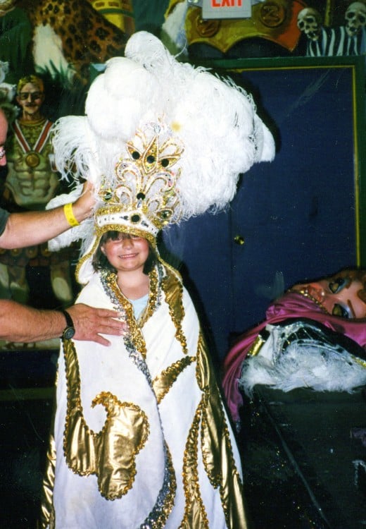 Before going on the Mardi Gras World tour, guests can dress up in Mardi Gras ball items and head wear
