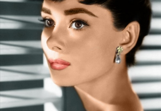 Audrey Hepburn with lipstick