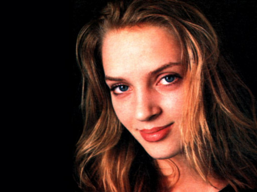 Uma Thurman with red lipstick