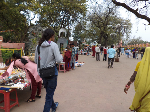Souvenir Shops Outside Mahabodhi Temple And My Son Siddhartha With The Ponytail