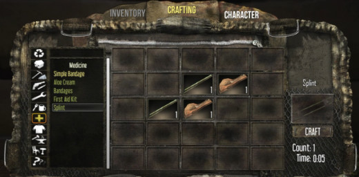 The resources needed to craft a splint are abundant