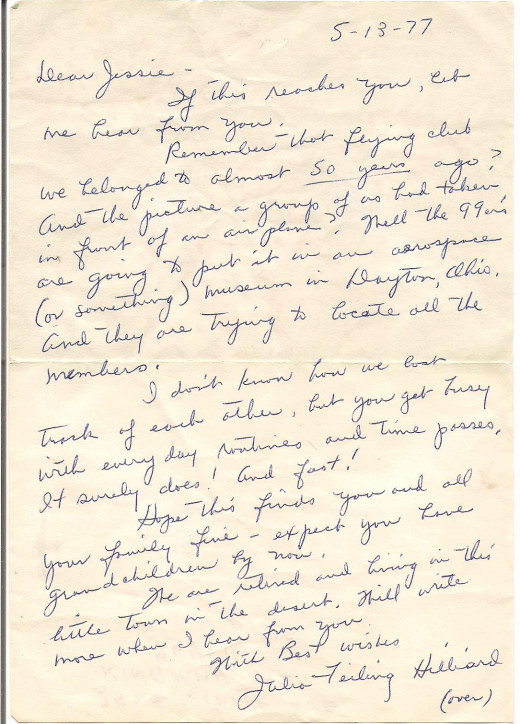 One of the many letters from Julia Feiling-Hilliard to my grandmother. This one mentions the Squadron of Death. One of the many letters from Julia Feiling-Hilliard to my grandmother. This one mentions the Squadron of Death.