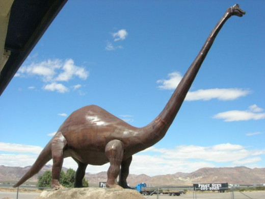 The brontosaurus can be seen quite clearly from the freeway.