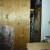 This picture of where the sliding door usually is was taken at night. The large hole in the wall was covered with as much plywood as we had on hand (you never plan this sort of emergency) with thin, clear, plastic covering the rest of the hole. The w This picture of where the sliding door usually is was taken at night. The large hole in the wall was covered with as much plywood as we had on hand (you never plan this sort of emergency) with thin, clear, plastic covering the rest of the hole. The w
