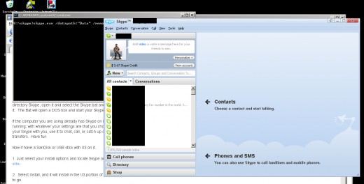 Skype version 4.0 running from the USB stick.