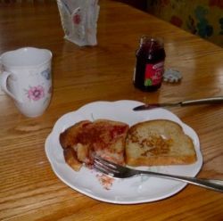 French Toast with raspberry preserves