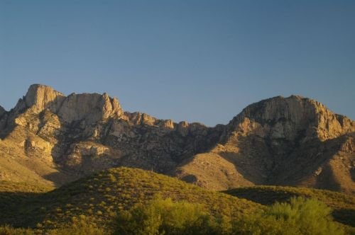 Looking at the Pusch Ridge area from Catalina State Park, late in the afternoon.