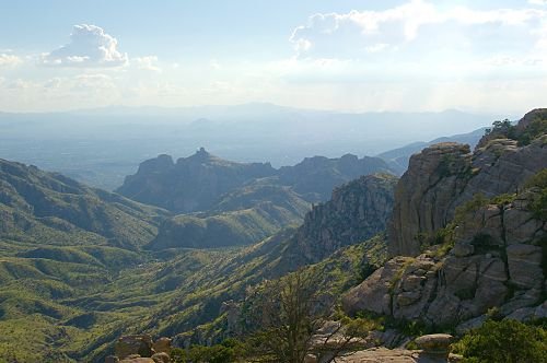 Thimble Peak (little tiny peak nearly in the center), at the head of Sabino Canyon.