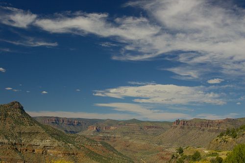 In no particular order. The clouds were nice that day, too. Most views are from a highway that drops down to a bridge, and runs along the edge of mountains, so you can see into the canyon.
