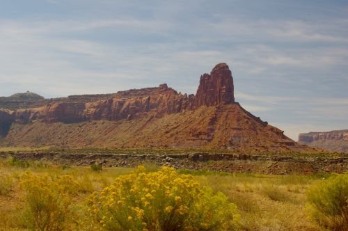 Striking mesa with rock.