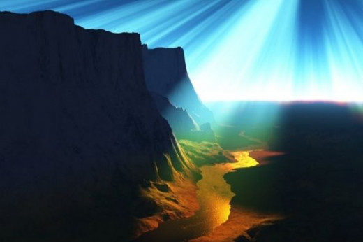 River of Life - Laser effect. This is Big Bend, Utah terrain.
