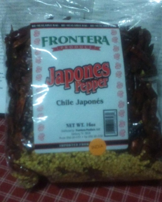 Dried red chilies from the Indian grocery store.