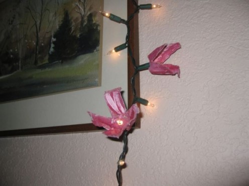 Pink dogwood flower light strand.
