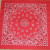 Classic red bandana with paisley designs.