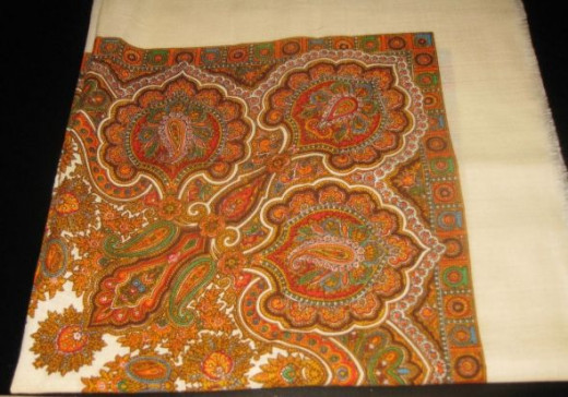 Vintage tablecloth with Indian motif.